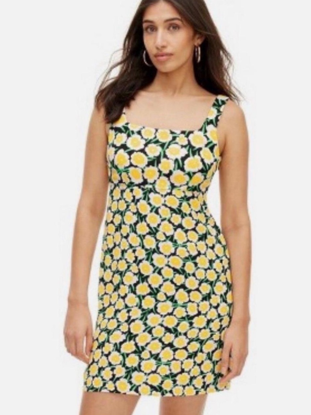 DVF Floral Square-Neck Mini Dress in Yellow and Green